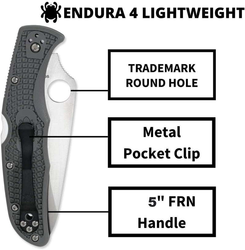 Spyderco Endura 4 FRN Foliage Green C10PSFG Folding  Partially Serrated Edge Pocket Knife