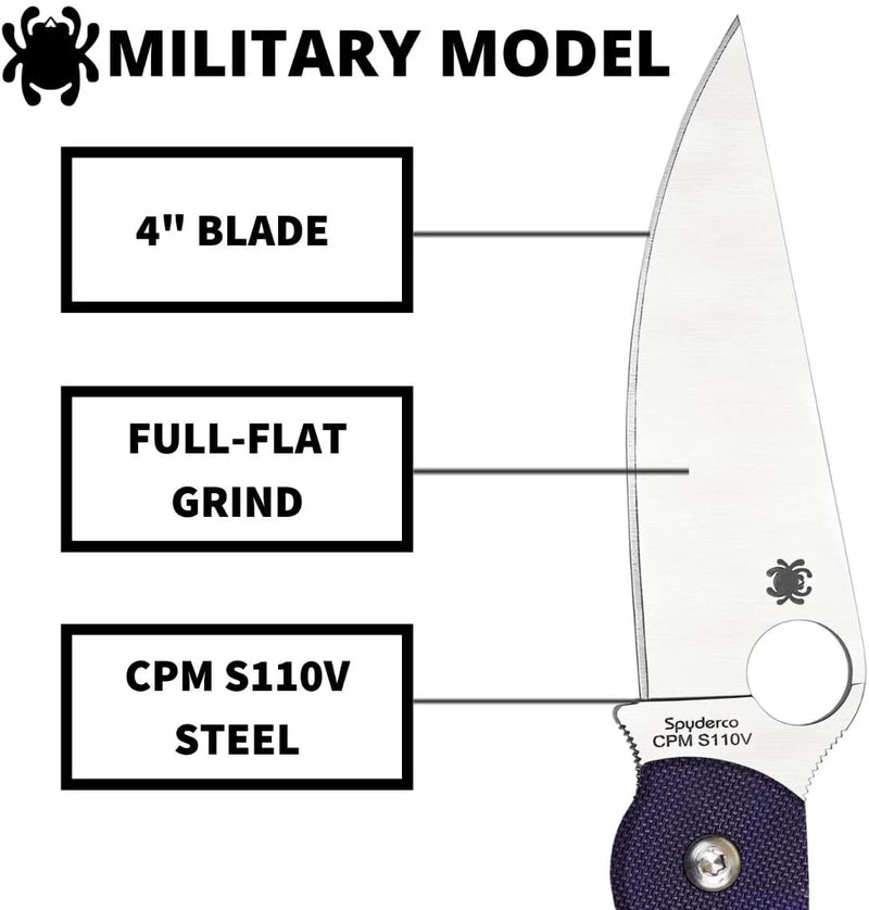 Spyderco Military Model G-10 Dark Blue CPM S110V Folding Knife