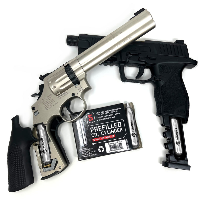 Hawki CO2 12 Gram Cartridges for use with Air Guns, BB Guns, Airsoft Pistols, Paintball Gun Accessories, 12g Airgun Airsoft CO2 Cylinder