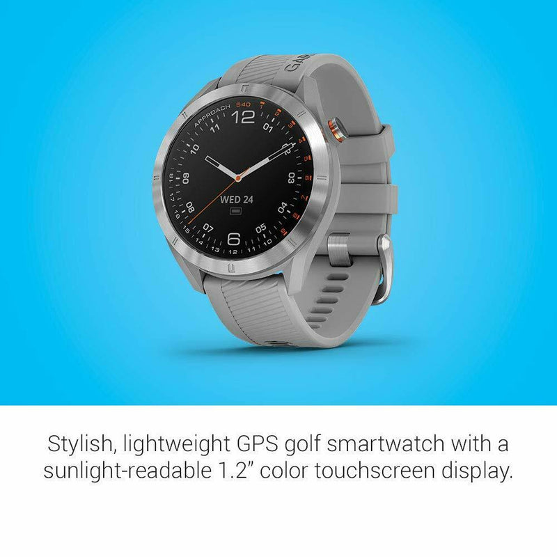 Garmin Approach S40 GPS Golf Smartwatch (Stainless Steel with Powder Gray Band)