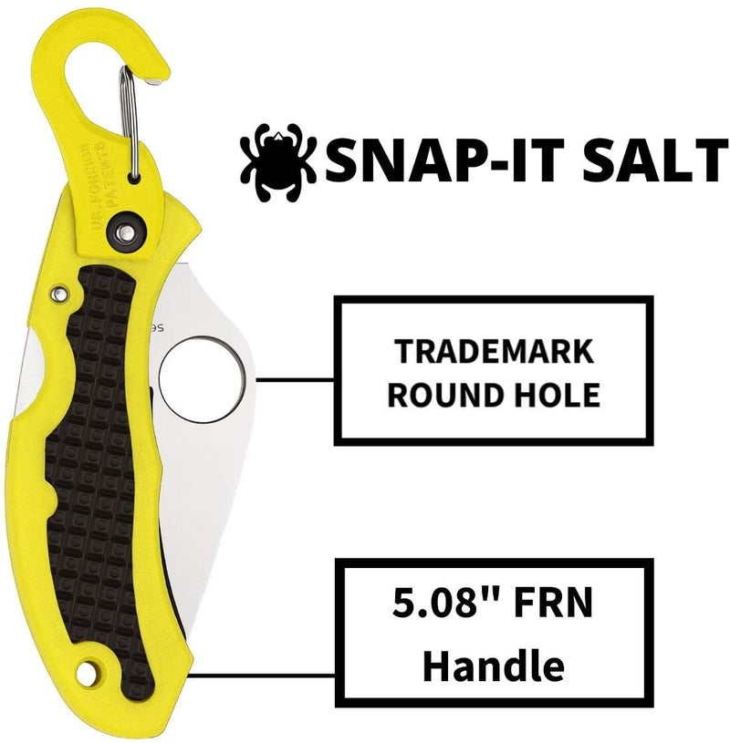 Spyderco Snap-It Salt SpyderEdge Folding Knife with Black/Yellow Lightweight FRN Handle