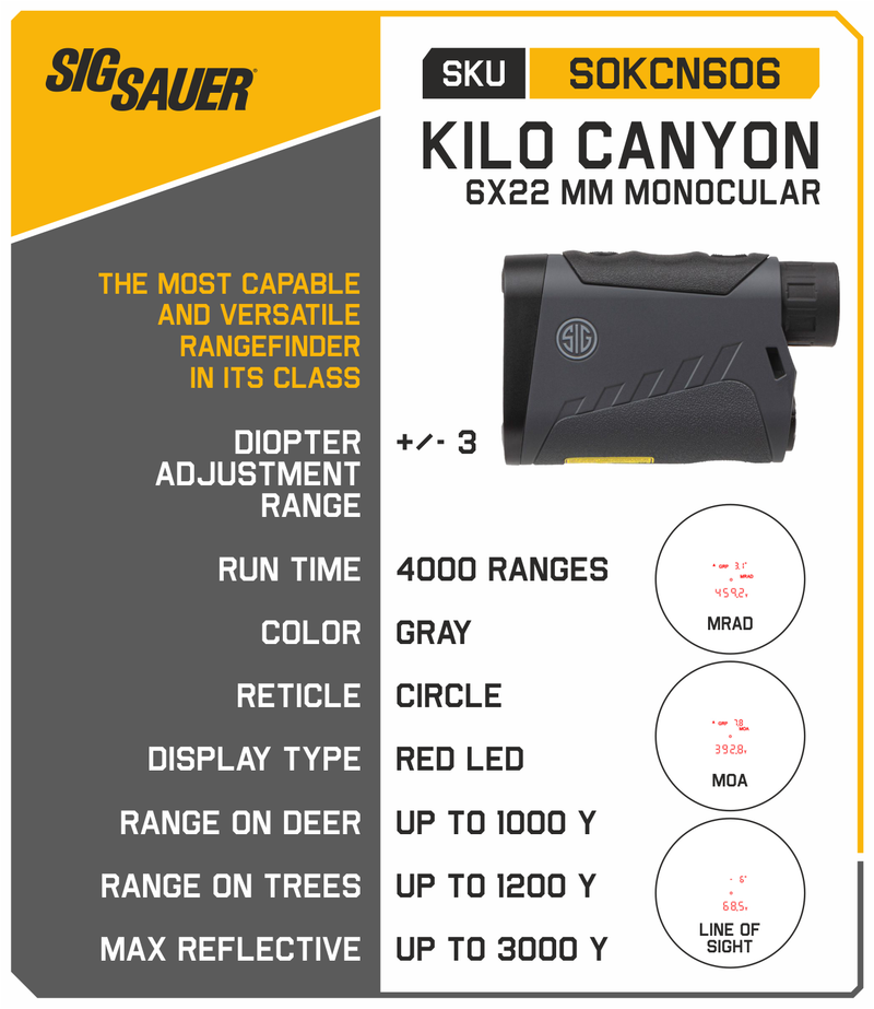 Sig Sauer SOKCN606 KILO CANYON 6X22mm Monocular Rangefinder
