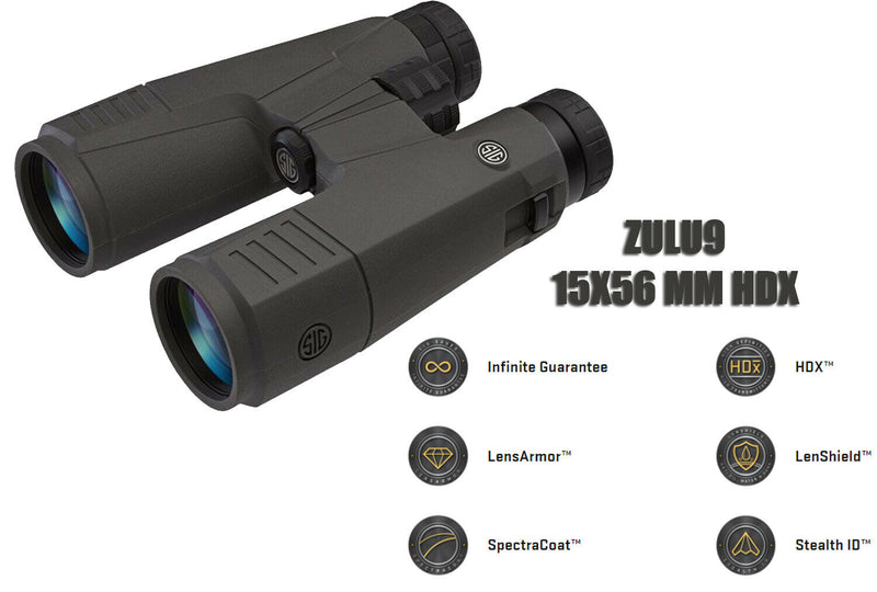 Sig Sauer Zulu5 Binocular 10X42MM, HD Lens, Open Bridge, Black (SOZ99003) with Free Hat Bundle
