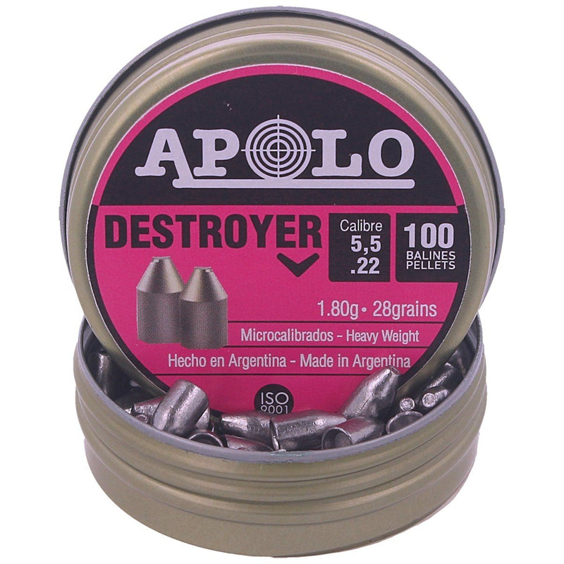 Apolo Destroyer 5.5mm .22 Cal 28gr/1.8 g Air Rifle Pellets 100 ct (E19901)