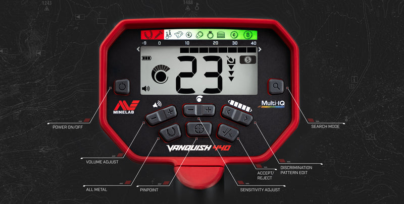 Minelab Vanquish 440 Metal Detector with V10 10”x 7” Double-D Waterproof Coil