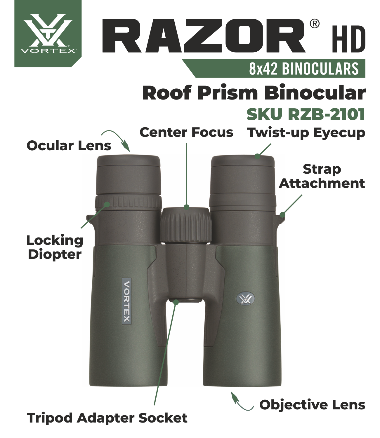 Vortex optics razor hd roof deals prism binoculars