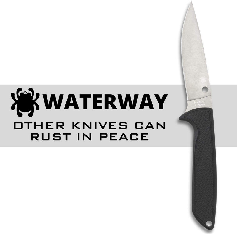Spyderco WaterWay LC200N G10 Salt 4.44" Plain Edge Fixed Blade Knife (FB43GP)