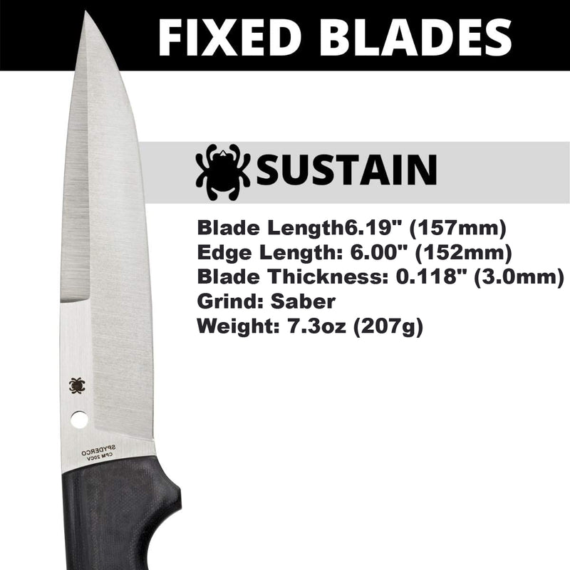 Spyderco FB39GP Sustain G-10 Black Handle PlainEdge Fixed Blade Knife