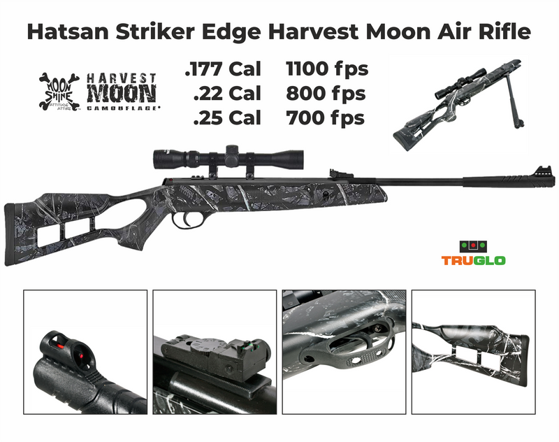 Hatsan Striker Edge Spring Harvest Moon Combo .22 Cal Air Rifle with Wearable4U 100x Paper Targets and 250x .22cal Lead Pellets Bundle