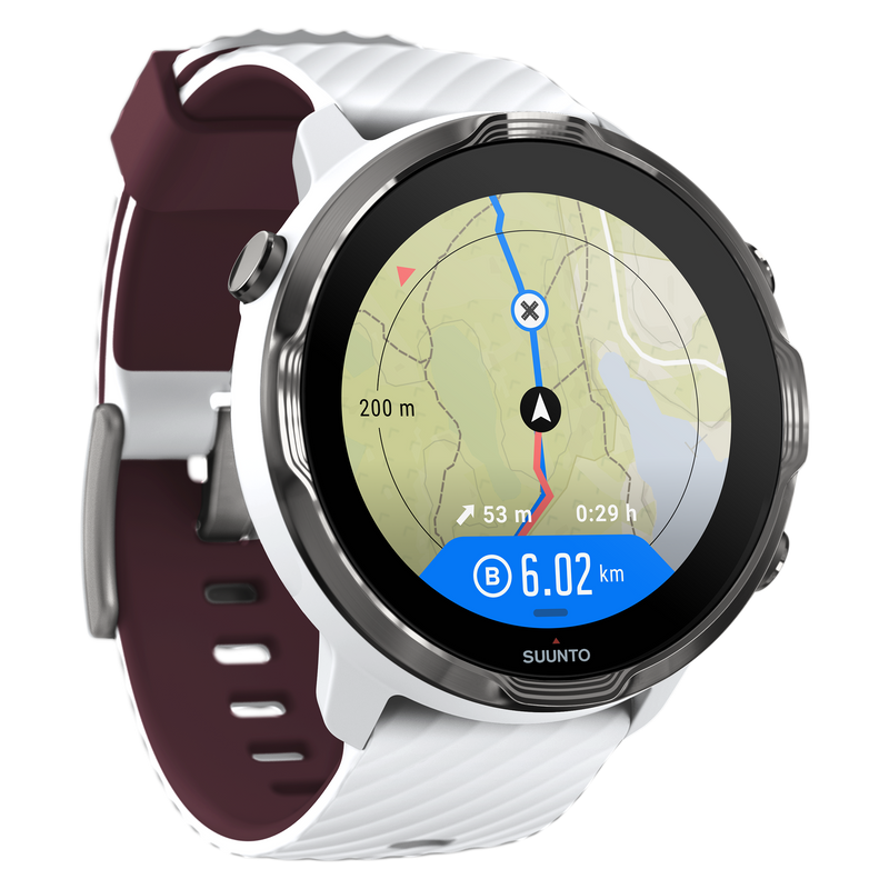 SUUNTO 7 White Burgundy GPS Smartwatch with Versatile Sports Experience with Wearable4U Power Bank Bundle