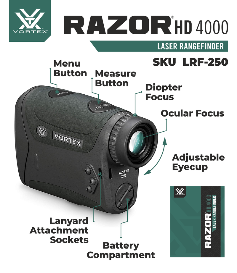 Vortex Optics Razor HD 4000 Laser Rangefinder (LRF-250)