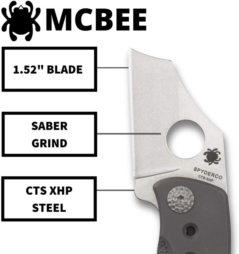 Spyderco McBee Plain Edge Premium Titanium Handle 1.52" Folding Pocket Knife (C236TIP)