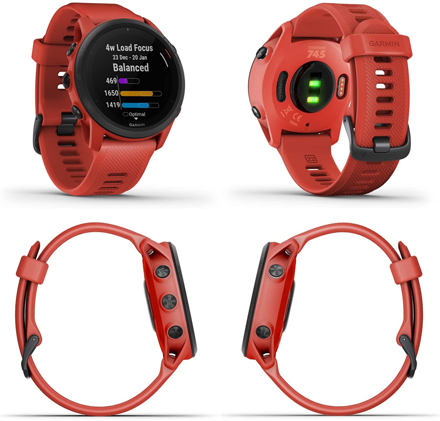 Garmin Forerunner 745 GPS Smartwatch (Magma Red) with Power Bank