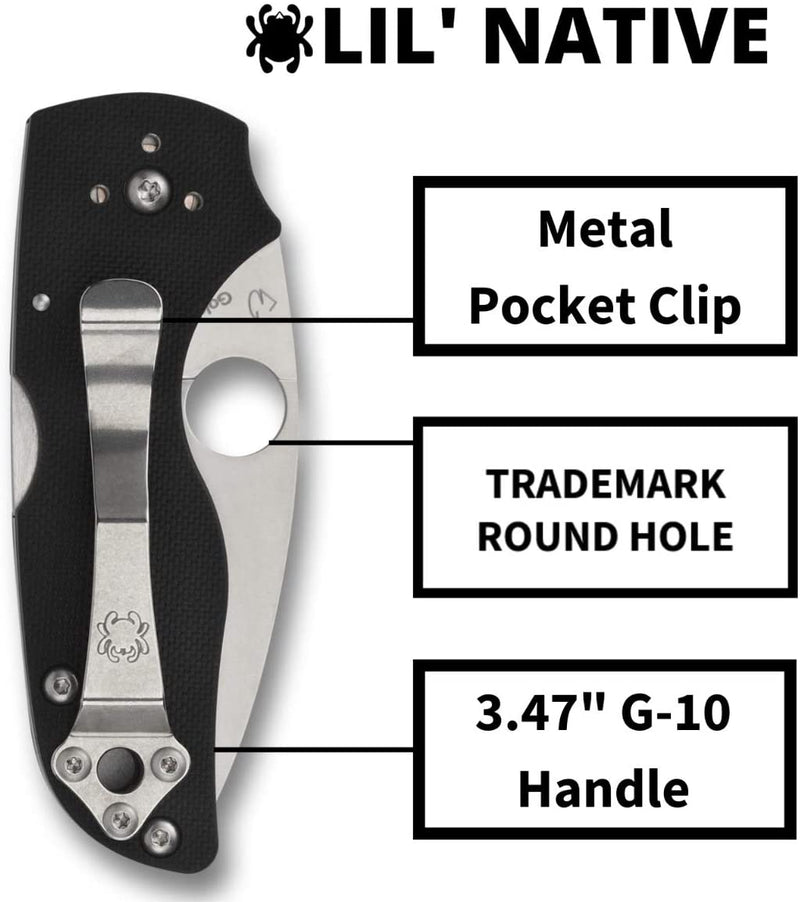Spyderco Lil Native G-10 Black Mid Back Lock 2.42" Serrated Edge CPM S30V Folding Pocket Knife (C230MBGS)