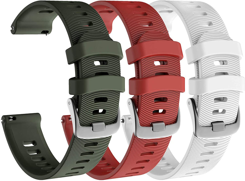 Garmin Forerunner 245 GPS Running Smartwatch with Included Wearable4U 3 Straps Bundle (Berry 010-02120-01, Khaki/Red/White)