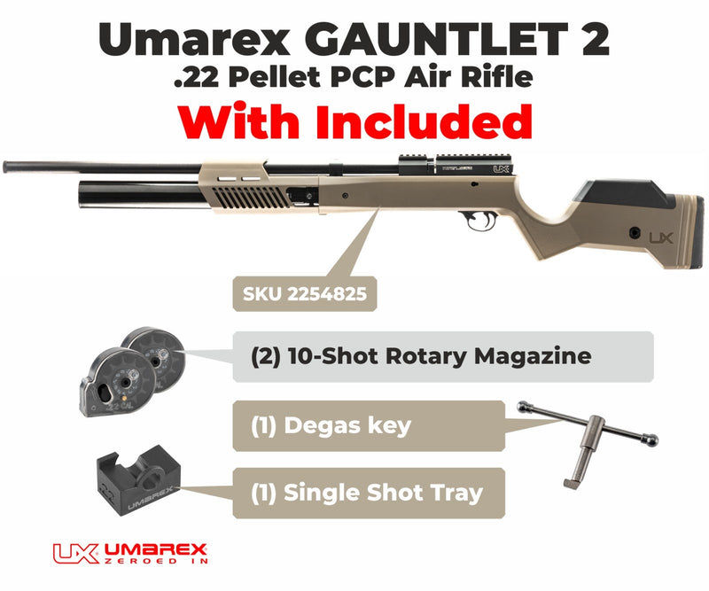 Umarex 2254825 Gauntlet 2 PCP Pellet Gun .22 Caliber Bolt-Action Air Rifle with Wearable4U Bundle
