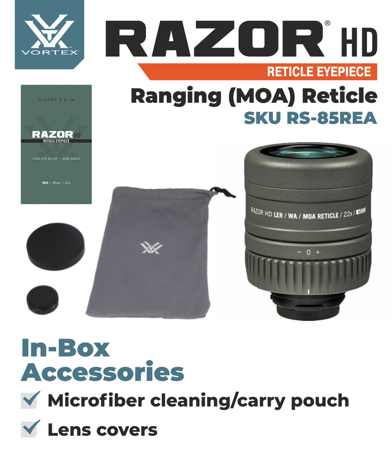Vortex Optics Razor HD Reticle Eyepiece Ranging MOA with Free Hat and Lens Cleaning Pen Bundle