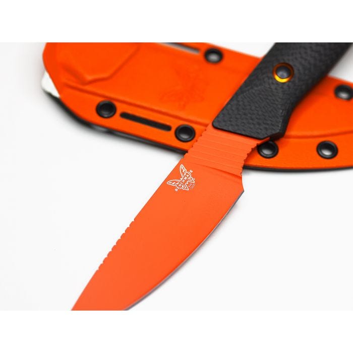 Benchmade 15600OR Raghorn Hunting Fixed Blade (4.64" Orange) Plain Edge Carbon Fiber Knife