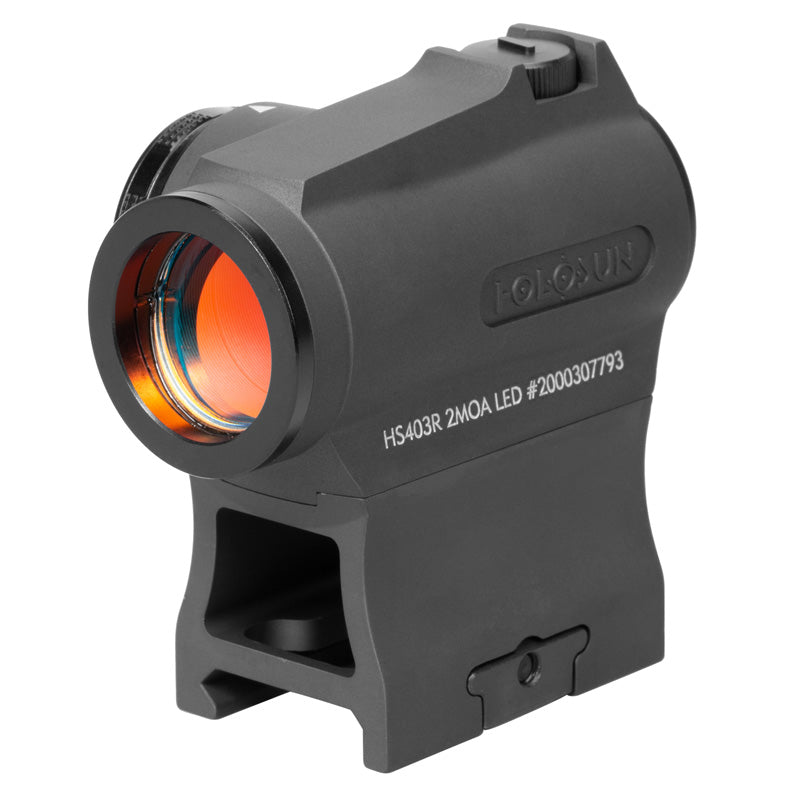 HOLOSUN HS403R Micro Reflex Sight, Black, 2 MOA Red Dot, 10DL & 2NV Brightness Settings, Rotary Switch, Multi-Layer Coating, Waterproof IP67, w/Lower 1/3 Height Mount & Low Base, with Wearable4U Extra CR2032 (100,000 hrs) and Cleaning Pen Bundle