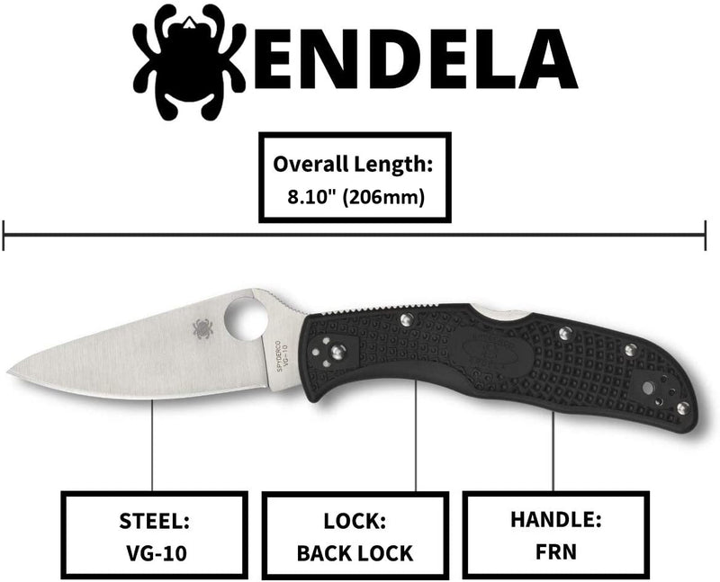 Spyderco Endela Lightweight PlainEdge Folding Knife with 3.41" VG-10 Stainless Steel Blade