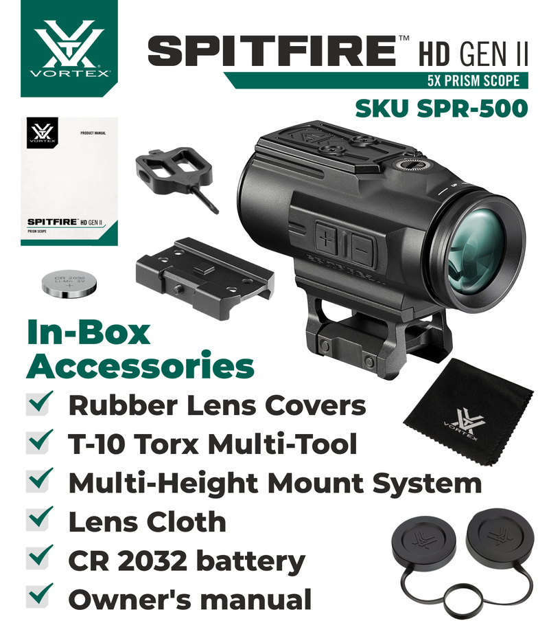 Vortex Optics Spitfire HD Gen II 5X Prism Scope BDC4 Reticle with Wearable4U Bundle
