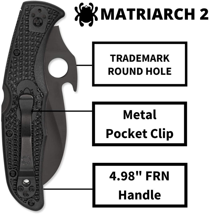 Spyderco Matriarch 2 Emerson Opener Black Blade Premium Folding Knife
