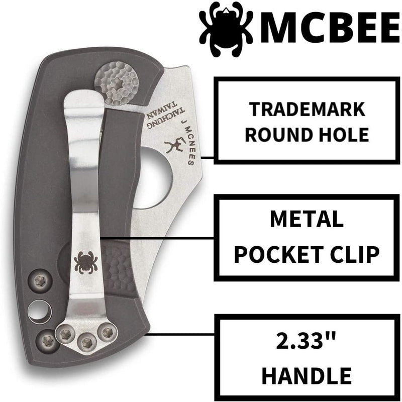 Spyderco McBee Plain Edge Premium Titanium Handle 1.52" Folding Pocket Knife (C236TIP)