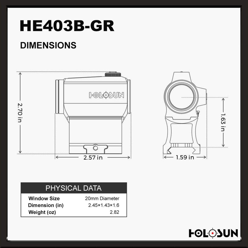 Holosun HE403B-GR Micro Optical Super LED 2 MOA Green Dot Sight