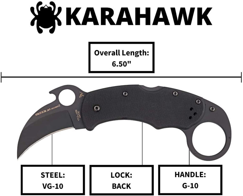Spyderco Karahawk VG-10 Black 2.29" Folding Pocket Knife (C170GBBKP)