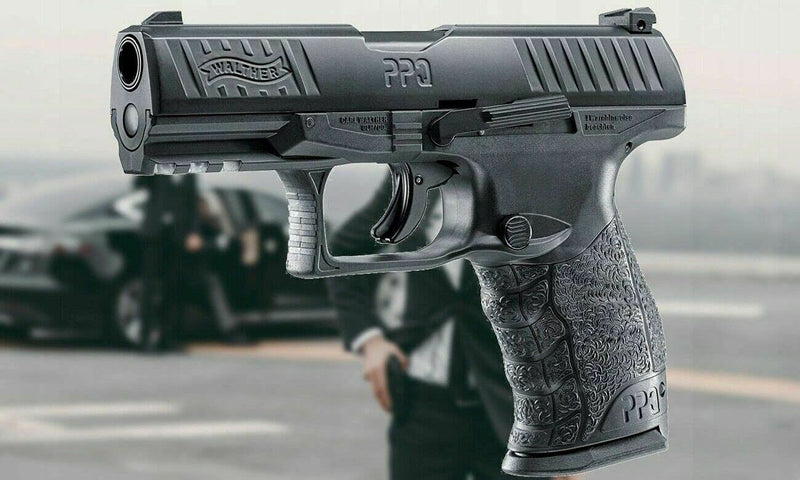 Umarex T4E Walther PPQ M2 CO2 .43 Cal Paintball Pistol Black with Pack of 100x Rubber Balls (Black) and 5x12gr CO2 Tank and Extra Mag Bundle