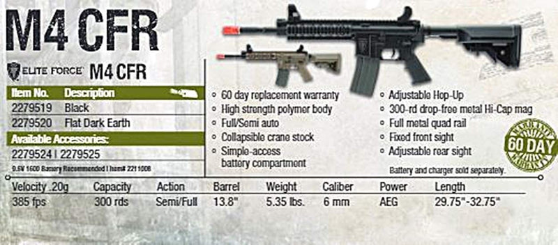 Elite Force M4 AEG Electric Automatic 6mm BB Rifle Airsoft Gun