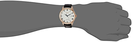 Seiko Men's 'Classic Dress' Japanese Automatic Stainless Steel and Leather Casual Watch, Color:Brown (Model: SRP772)