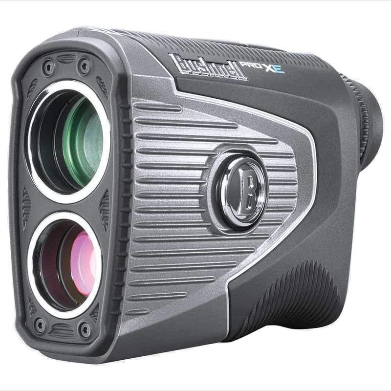 Bushnell PRO XE Advanced Laser Golf Rangefinder with Included Carrying Case, Carabiner, Lens Cloth, and Two (2) CR2 Batteries Bundle