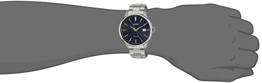 Seiko Men's Automatic Silver Tone Watch With Blue Dial