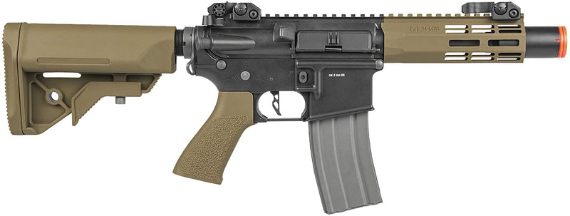 Elite Force M4 AEG Automatic 6mm BB Rifle Airsoft Gun, CQC, Black/Tan