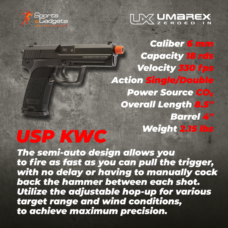 Umarex H&K USP C02 Blowback Airsoft Pistol (2275043) with included Bundle