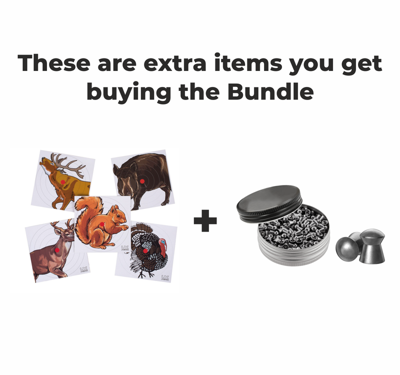 Hatsan Galatian Tact Semi Auto .22 Caliber PCP Air Rifle with Wearable4U .22 cal 250ct Pellets and 100x Paper Targets Bundle