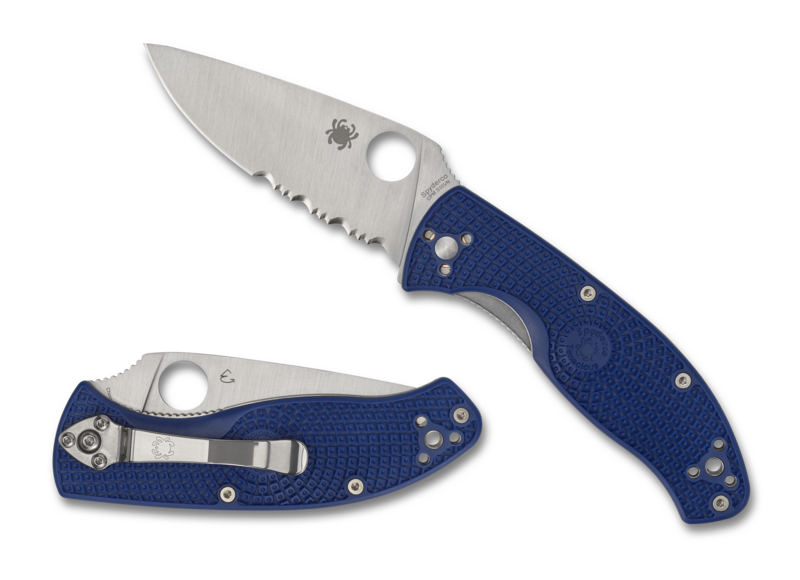 Spyderco Tenacious Lightweight CombinationEdge Folding Pocket Knife Blue FRN Handle