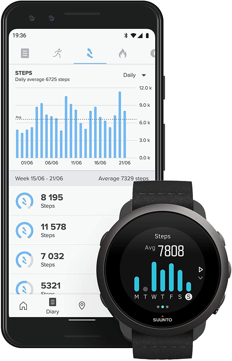 SUUNTO 3 All Black Durable Sports GPS Watch with Adaptive Training Guidance