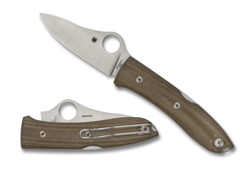 Spyderco SpyOpera 2.90" Plain Edge Micarta Handle Folding Pocket Knife (C255CMP)