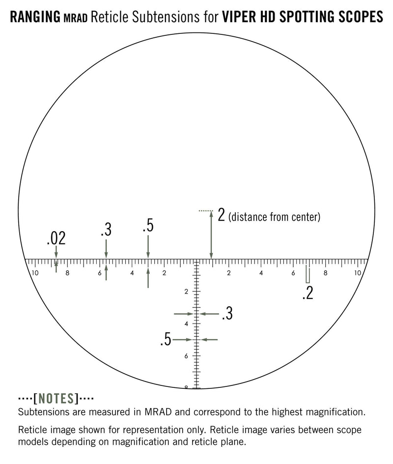 Vortex Optics Viper HD 85mm Spotting Scope Reticle Eyepiece Ranging (MRAD) Reticle