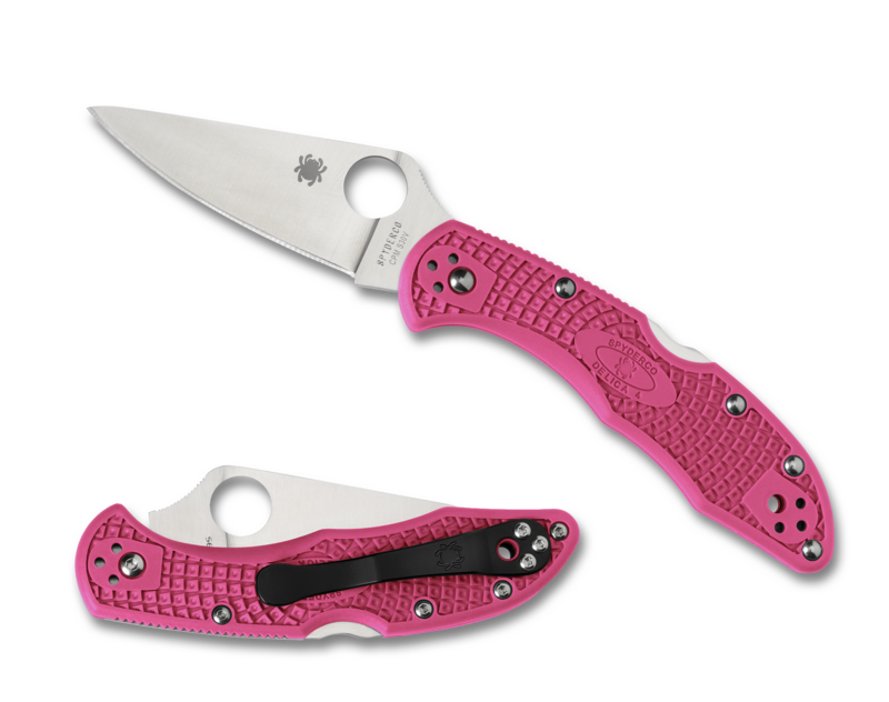 Spyderco C11FPPNS30V Delica 4 FRN Pink Plain Edge Folding Pocket Knife