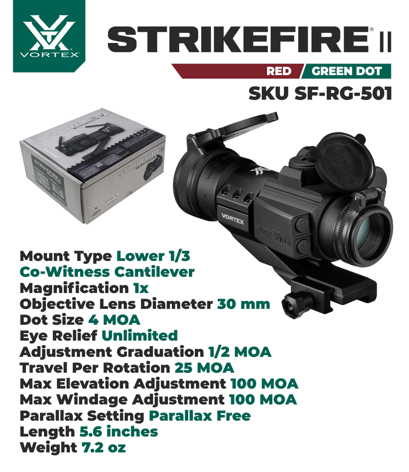 Vortex Optics Strikefire II Red/Green Dot Scope with Vortex Optics Mag ...