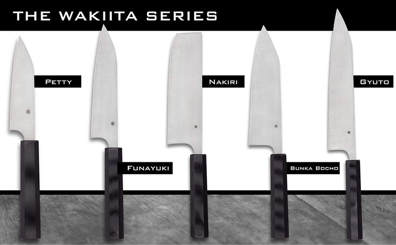 Spyderco K16GP Carter Wakiita Funayuki BD1N Black G10 Fixed Plain Edge Kitchen Knife