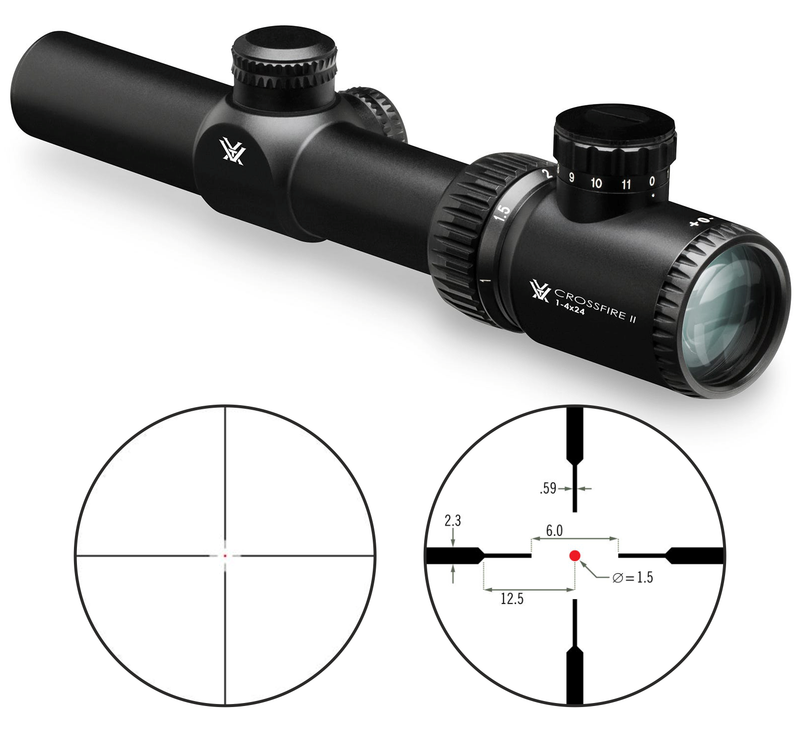 Vortex Optics Crossfire II 1-4x24 SFP Riflescope, V-Brite Illuminated Reticle (MOA), 30mm Tube with Wearable4U Bundle