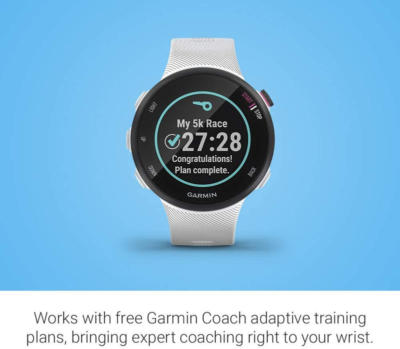 Garmin Forerunner 45S GPS Running Watch with Included Wearable4U Wall Charging Adapter Bundle (White, 39mm Case)