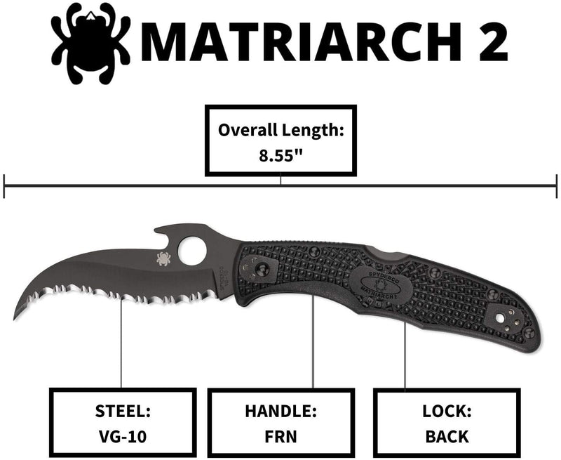 Spyderco Matriarch 2 Emerson Opener Black Blade Premium Folding Knife