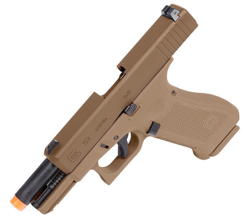 Umarex Glock G19X GBB Coyote Tan Green Gas Blowback Airsoft Pistol (2276328) with included Bundle