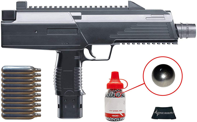 Umarex Steel Storm CO2 Semi-Automatic Air BB Pistol with included CO2 12 Gram (10 Pack) and Pack of 1500 Precision Steel BBs