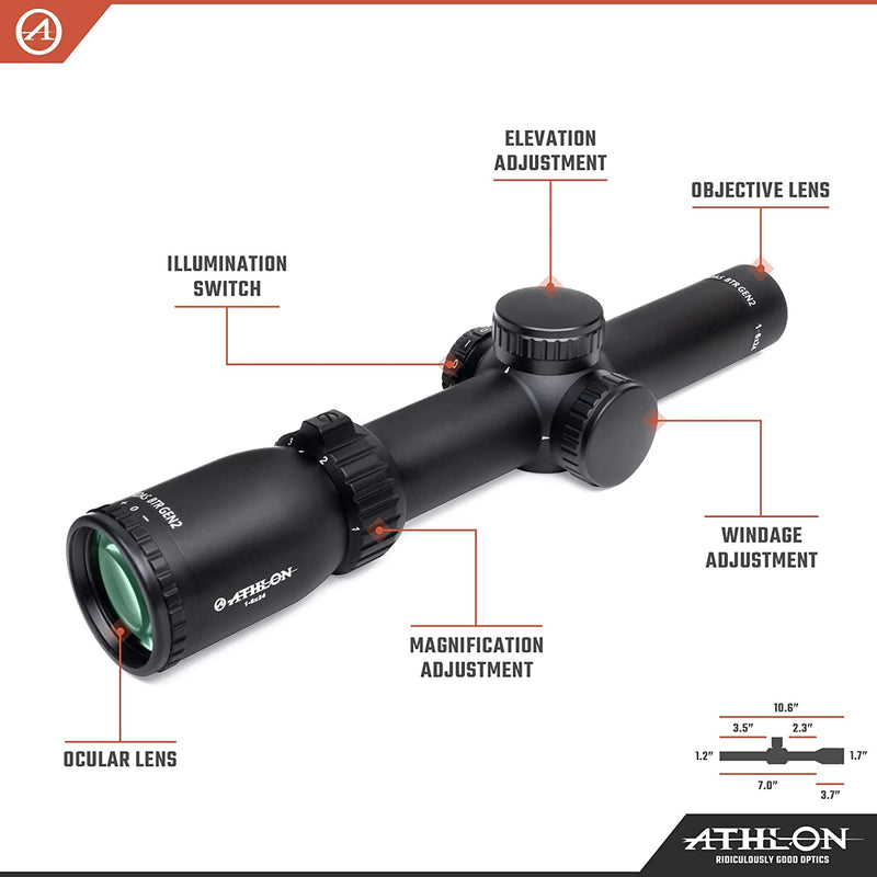 Athlon Optics Midas BTR 1-6x24, 30mm Riflescope with included Extra Battery CR2032 and Wearable4U Lens Cleaning Pen and Lens Cleaning Cloth Bundle